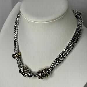Chico's burnished silver tone necklace signed costume jewelry versatile trendy